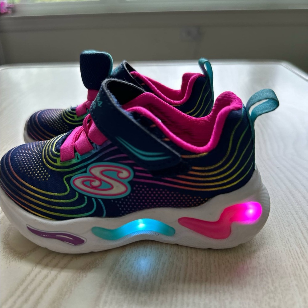 Skechers Pink and Blue Light-Up Sneakers for Active Play